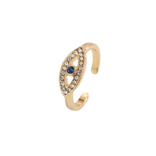 Evil Eye Jewelry Finger Ring, Zinc Alloy, Horse Eye, fashion jewelry & for woman & with rhinestone 