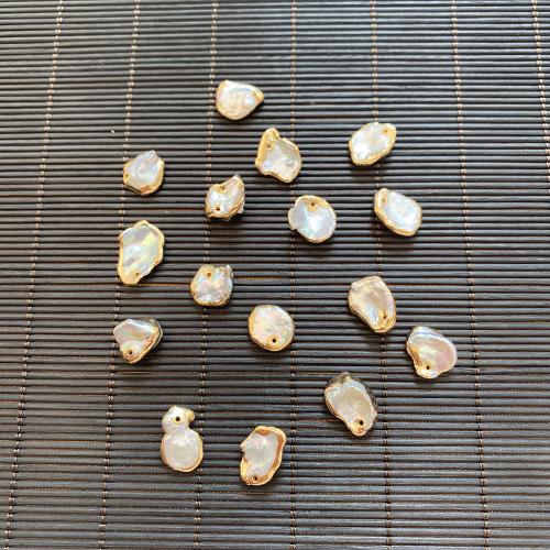 Pendentifs perlières d'eau douce, perle d'eau douce cultivée, Irrégulière, Placage de couleur d'or, DIY, blanc 80-10mm 10-15mm, Vendu par PC