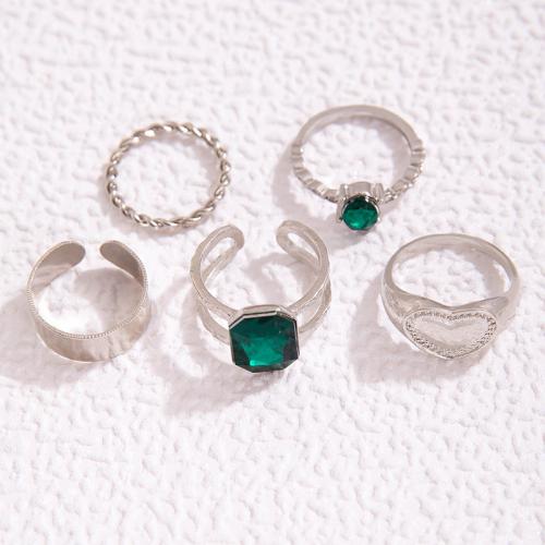 Zinc Alloy Ring Set, plated, 5 pieces & for woman & with rhinestone, original color 