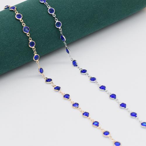 Brass Beading Chains, with Glass, plated, DIY 