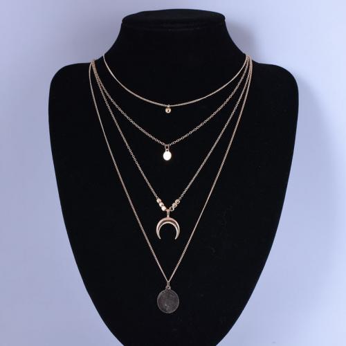 Zinc Alloy Necklace, fashion jewelry & multilayer & for woman Approx 59 cm 
