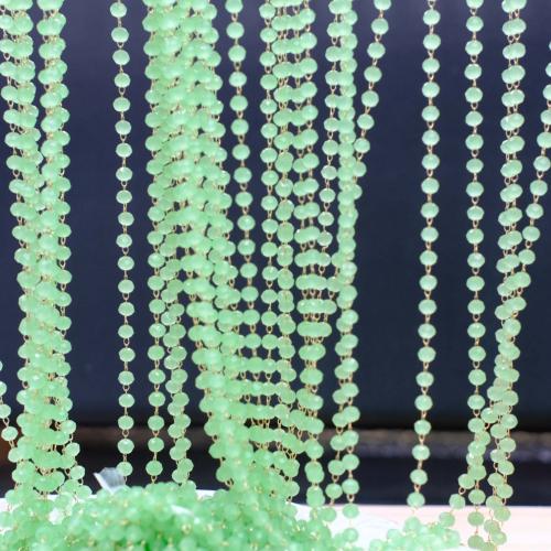 Brass Beading Chains, with Crystal, KC gold color plated, DIY, green, nickel, lead & cadmium free, 4mm 
