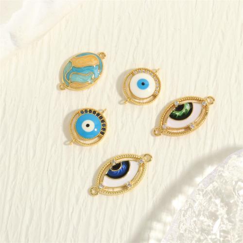 Fashion Evil Eye Pendant, Brass, gold color plated, fashion jewelry & DIY & micro pave cubic zirconia & enamel & 1/1 loop 
