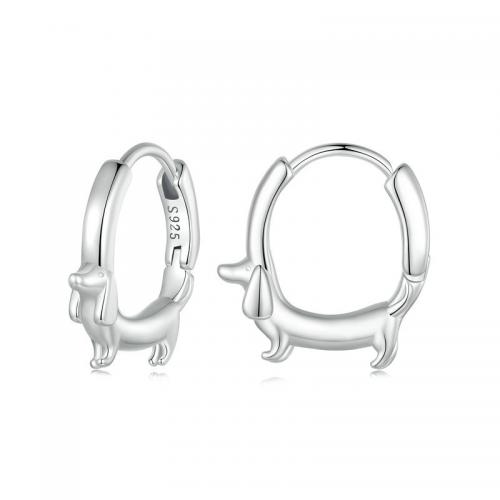 Sterling Silver Huggie Hoop Earring, 925 Sterling Silver, Dog, fashion jewelry & for woman 