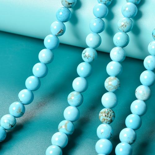 Perles en Turquoise naturelle, Rond, DIY & normes différentes pour le choix, bleu, Vendu par brin[