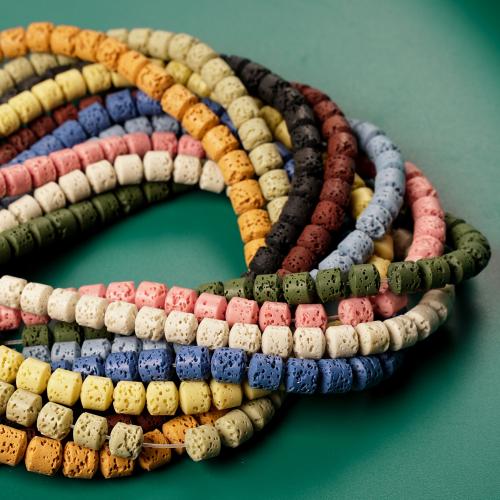 Multicolor Lava Perlen, Trommel, DIY, keine, 6x6mm, ca. 53PCs/Strang, verkauft von Strang