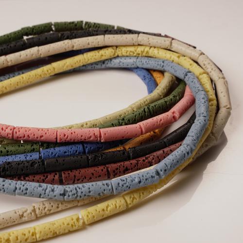 Multicolor Lava Perlen, Rohr, DIY, keine, 4.6x12.4mm, 29PCs/Strang, verkauft von Strang