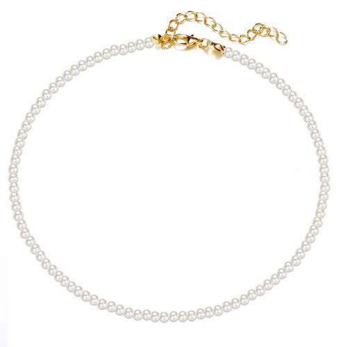 Plastik-Perlenkette, Kunststoff Perlen, Modeschmuck & verschiedene Stile für Wahl & für Frau, weiß, verkauft von PC