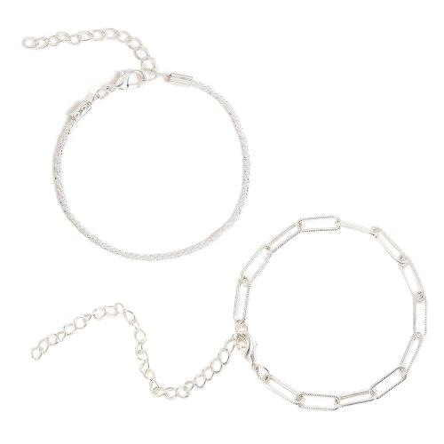 Fashion Zinc Alloy Bracelets, 2 pieces & fashion jewelry & for woman, original color 