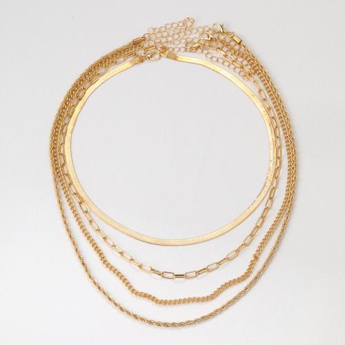 Multi слой ожерелье, цинковый сплав, три части & ювелирные изделия моды & разные стили для выбора & Женский, золотой, продается указан