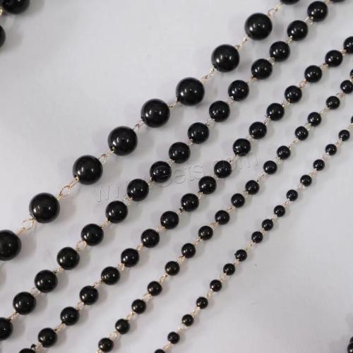 Brass Beading Chains, with Acrylic, Round, KC gold color plated, DIY black, nickel, lead & cadmium free 