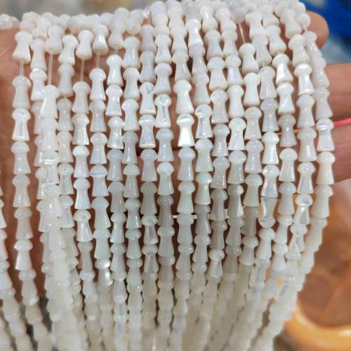 Turbanschnecken Perlen, Pilz, poliert, DIY, weiß, 4x8mm, Länge:ca. 38 cm, verkauft von Strang