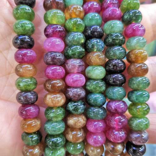 Natürlicher Turmalin Perlen, Abakus,Rechenbrett, poliert, DIY, gemischte Farben, 8mm, ca. 45PCs/Strang, verkauft von Strang