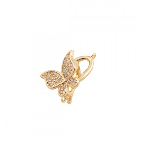 Brass Bracelet Findings, Butterfly, 14K gold plated, DIY & micro pave cubic zirconia Approx 1mm 