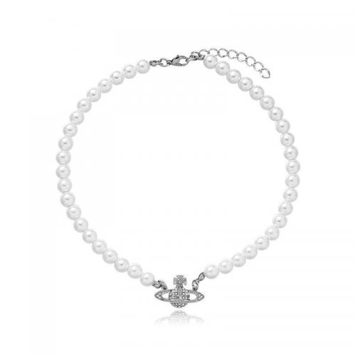 Plastik-Perlenkette, Kunststoff Perlen, mit Zinklegierung, plattiert, Modeschmuck & für Frau, Länge:ca. 42.2 cm, verkauft von Strang
