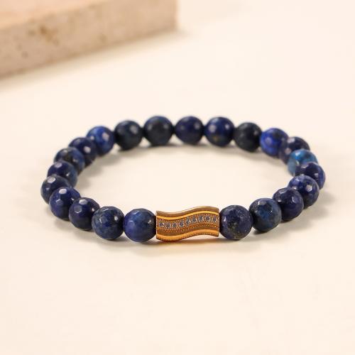 Bracelet de couple, Grès bleu, avec Acier inoxydable 304, bijoux de mode & unisexe, Vendu par PC