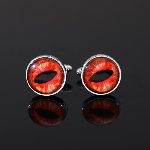 Zinc Alloy Cufflinks, with Resin, Round, gold color plated 