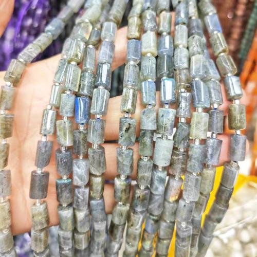 Labradorite Beads, Column, polished, DIY & faceted, mixed colors Approx 