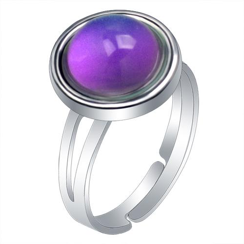 Mood Finger Ring, Zinc Alloy, with Acrylic, fashion jewelry & for woman & change their color according to the temperature, Inner Approx 17mm 