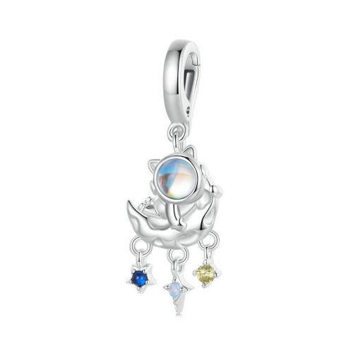 Sterling Silver Pendants, 925 Sterling Silver, with Spinel & Moonstone & Opal, DIY & micro pave cubic zirconia Approx 