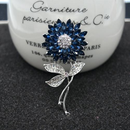 Crystal Brooch, Zinc Alloy, with Crystal, Sunflower, fashion jewelry & for woman & with rhinestone 
