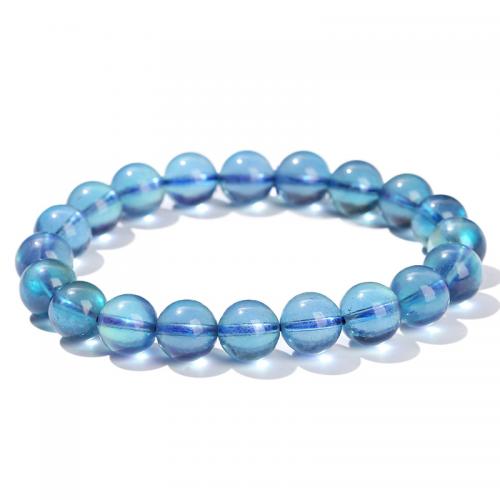 Aquamarine Bracelet, Round, handmade, Unisex Approx 6-7.5 Inch 