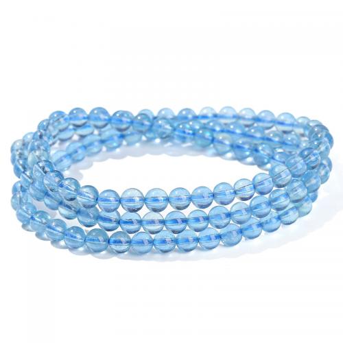Aquamarine Bracelet, Round, handmade, Unisex Approx 18 Inch 