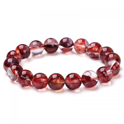 Red Marble Glue Stone Bracelet, Round, handmade & for woman Approx 6 Inch 