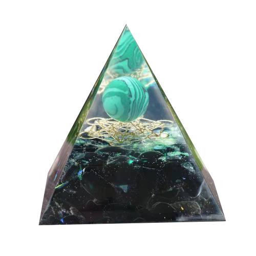 Synthetic Resin Pyramid Decoration, with Gemstone, Pyramidal, epoxy gel 