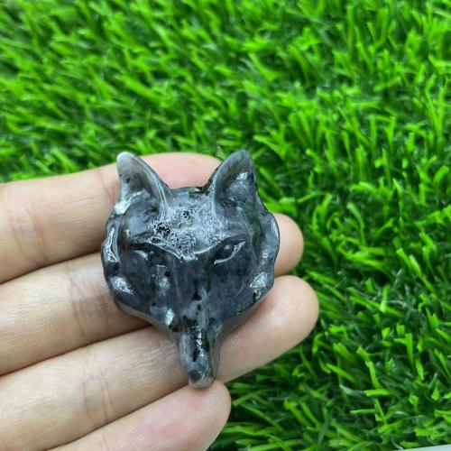 Gemstone Decoration, Natural Stone, Wolf, for home and office 40mm 