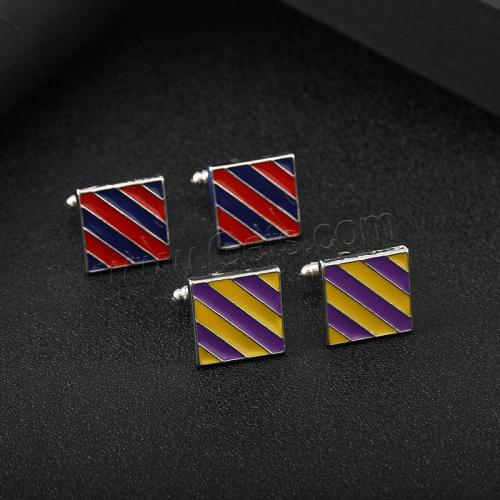 Zinc Alloy Cufflinks,  Square, silver color plated, for man & enamel 