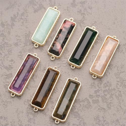 Gemstone Connector, Natural Stone, with Brass, gold color plated, fashion jewelry & DIY & mixed & 1/1 loop, Random Color 