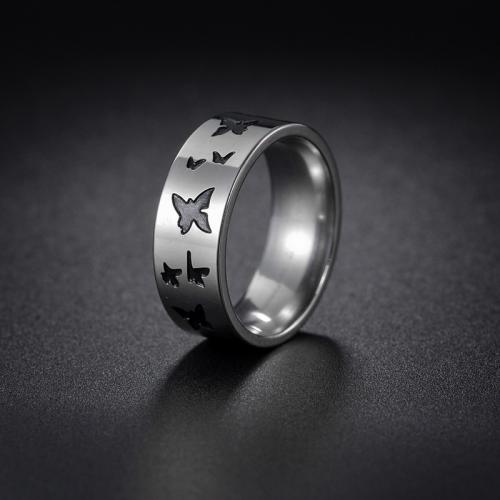 Enamel Stainless Steel Finger Ring, 304 Stainless Steel, polished, fashion jewelry & for man 