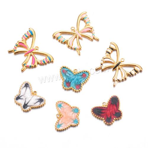 Enamel Stainless Steel Pendant, 304 Stainless Steel, Butterfly, gold color plated, DIY [