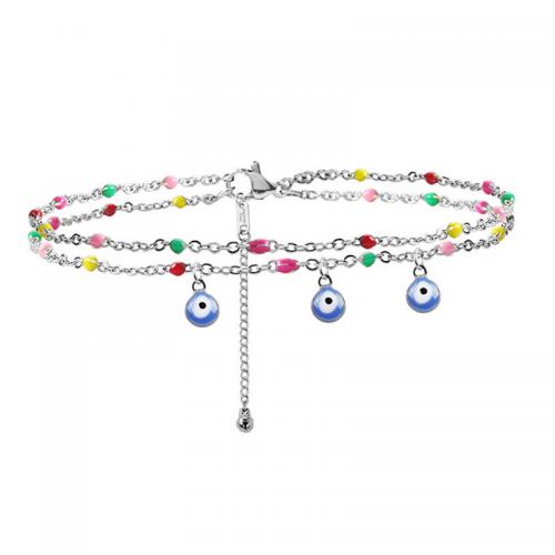 Stainless Steel Anklets Jewelry, 304 Stainless Steel, with 7CM extender chain, plated, for woman & enamel Approx 29 cm 