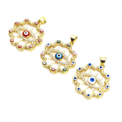 Fashion Evil Eye Pendant, Brass, plated, DIY & micro pave cubic zirconia & enamel 