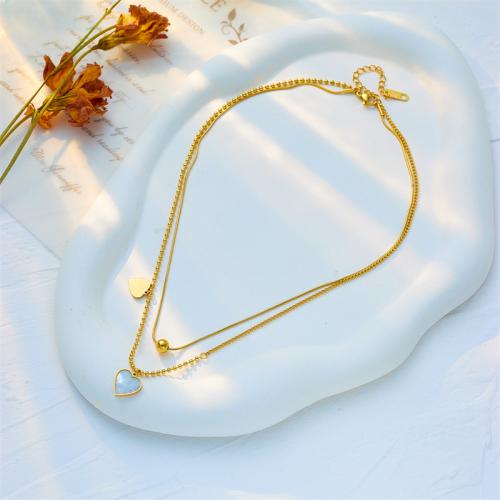 Multi слой ожерелье, Нержавеющая сталь 304, Двойной слой & ювелирные изделия моды & Женский, Золотой, продается PC