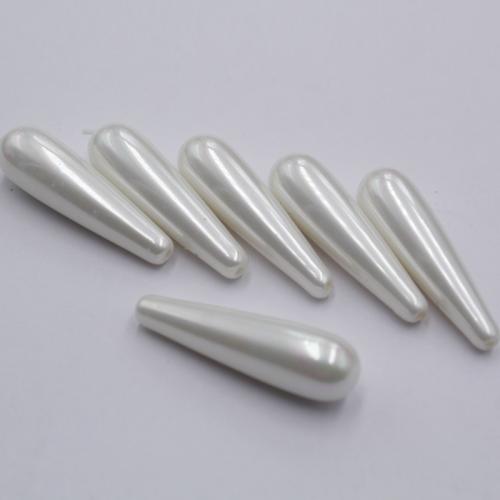 Perles de nacre en verre, perle de verre, larme, DIY & semi-foré, blanc Vendu par PC