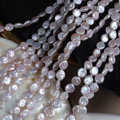 Button Cultured Freshwater Pearl Beads, Button Shape, DIY, white, Length about 8-9mm Approx 40 cm 