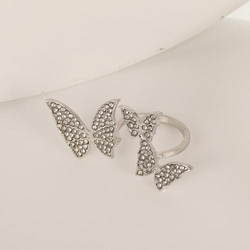 Zinc Alloy Finger Ring, with Crystal, Butterfly, fashion jewelry & for woman, original color, US Ring 
