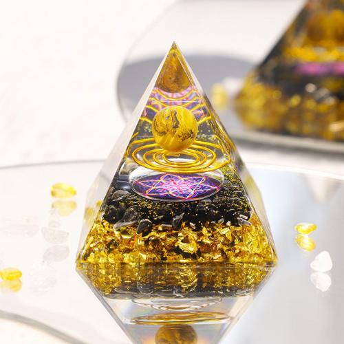 Synthetic Resin Pyramid Decoration, with Gemstone, Pyramidal, epoxy gel  
