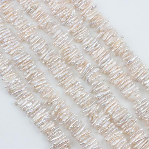 Biwa Cultured Freshwater Pearl Beads, DIY, white, Length about 5-6mm,Hight about 14-15mm Approx 36-37 cm 