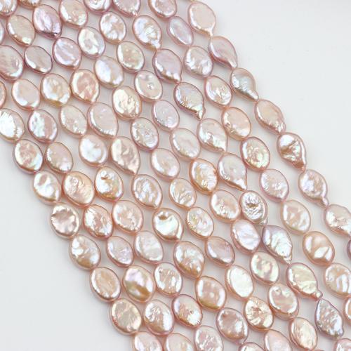 Coin Cultured Freshwater Pearl Beads, Flat Oval, DIY, purple pink Approx 39-40 cm 