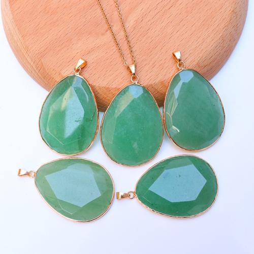 Gemstone Brass Pendants, Natural Stone, with Brass, Teardrop, gold color plated, DIY [