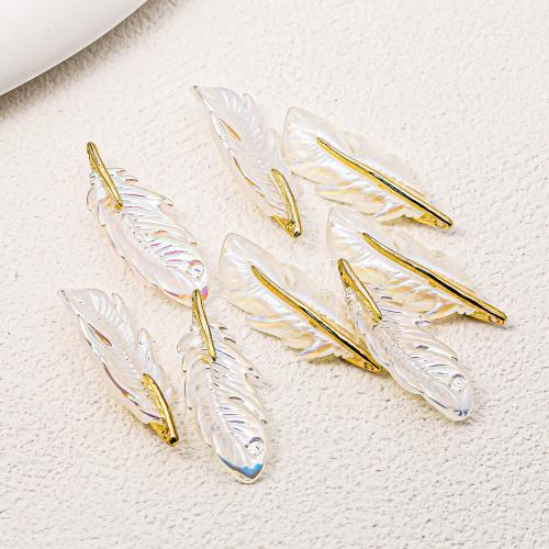ABS Plastic Pendants, Feather, plated, DIY Approx 