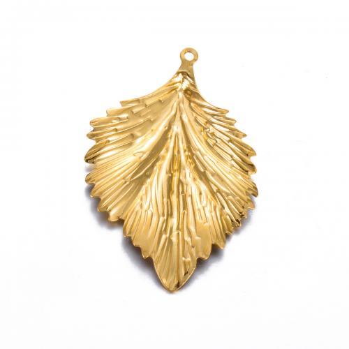 Stainless Steel Leaf Pendant, 304 Stainless Steel, gold color plated, DIY [