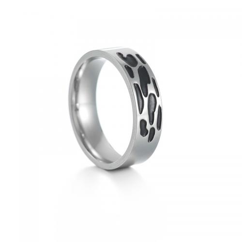 Esmalte de acero inoxidable anillo de dedo, acero inoxidable 304, con esmalte, Joyería & diverso tamaño para la opción & para mujer, color original, wide:6mm, Vendido por UD