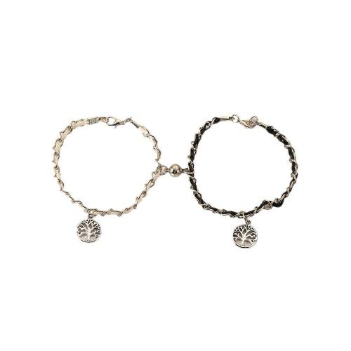 Bracelet de couple, alliage de zinc, avec cordon en cuir, 2 pièces & bijoux de mode & unisexe Environ 20 cm, Vendu par fixé
