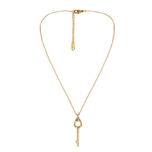 Stainless Steel Jewelry Necklace, 304 Stainless Steel, with 5cm extender chain, Key, fashion jewelry & for woman, golden Approx 46 cm 