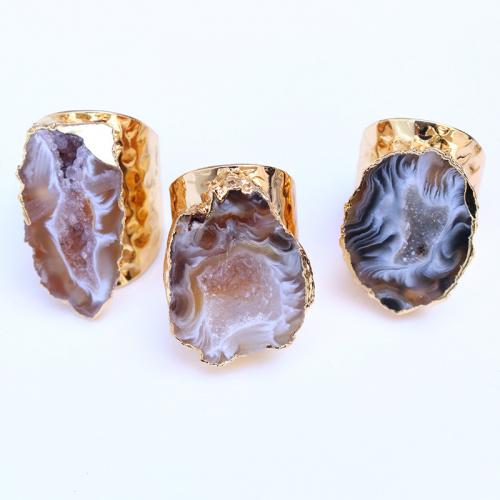 Agate Brass Pendants, with Brazil Agate, Nuggets, gold color plated, Adjustable & fashion jewelry & Unisex, Random Color [